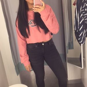 Pink Crop Top Long Sleeve